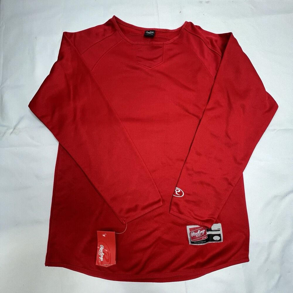 Rawlings Red Jersey Mens Long Sleeve Raglan Sleeves Size S